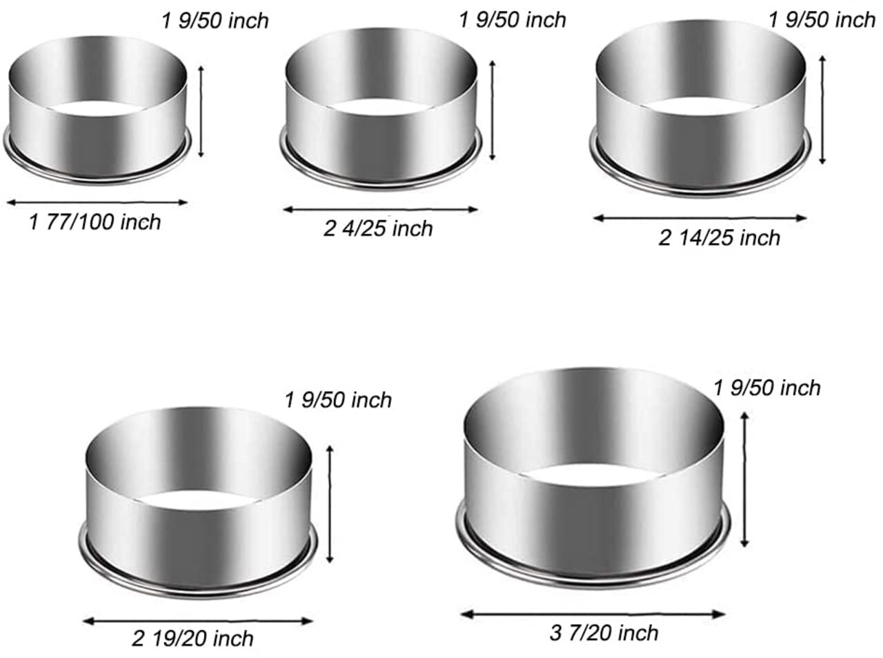 Biscuit Cookie Cutters Set,Stainless Steel Circle Round Cookie Biscuit Cutters in Graduated Sizes Shape Molds for Pastries Doughs Doughnuts, 5 Pieces